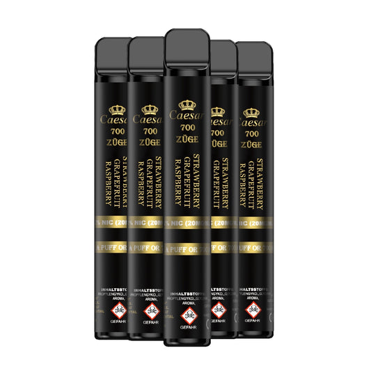 Caesar Vape Stick - 700 Züge - Strawberry Grapefruit Raspberry 5er Pack