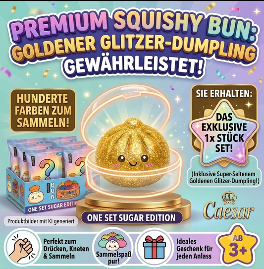 Squishy Squeeze Dumpling Bun – 100% Glitzer Anti Stress Toy (1, 3, 6 & 12er Set)