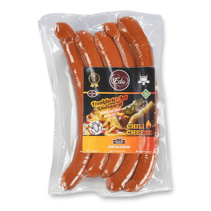 Eda Sosis Halal Chili-Cheese Wurst: Scharfe Rindwurst mit Jalapeño 400g