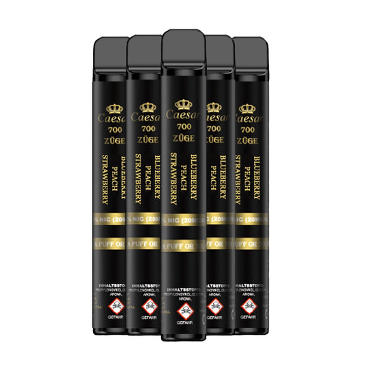Caesar Vape Stick - 700 Züge - Blueberry Peach Strawberry 5er Pack