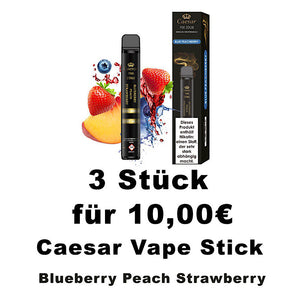 3x Caesar Vape – Blueberry Peach Strawberry für 10€
