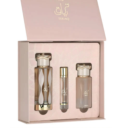 Lattafa Teriaq Luxury Gift Set | 100ml EdP + 12ml Travel Spray + 50ml Hair Mist