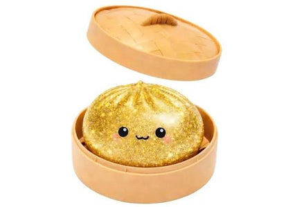 Squishy Squeeze Dumpling Buns – 100% Glitzer Dumpling garantiert, Anti Stress Spielzeug 10 cm (Farbe zufällig)